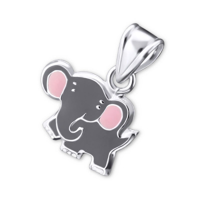 Elephant Children's Sterling Silver Pendant with Epoxy