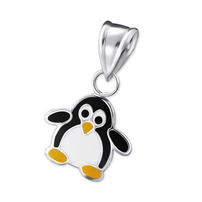 Penguin Children's Sterling Silver Pendant with Epoxy