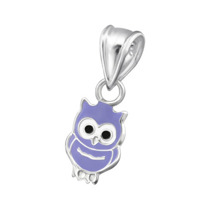 Children's Silver Owl Pendant with Epoxy