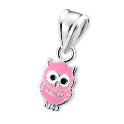 Owl Children's Sterling Silver Pendant with Epoxy