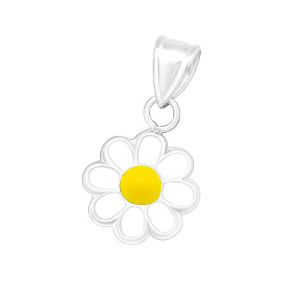 Children's Silver Daisy Pendant with Epoxy