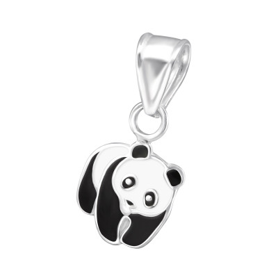 Children's Silver Panda Pendant with Epoxy