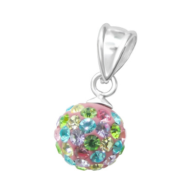 Children's Silver Ball Pendant with Crystal