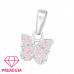 Children's Silver Butterfly Pendant with Cubic Zirconia