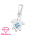 Children's Silver Turtle Pendant with Cubic Zirconia