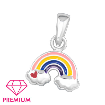 Rainbow Children's Sterling Silver Pendant with Epoxy
