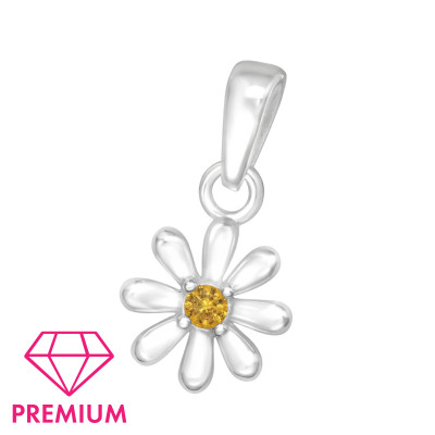 Children's Silver Flower Pendant with Cubic Zirconia