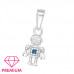 Children's Silver Robot Pendant with Cubic Zirconia