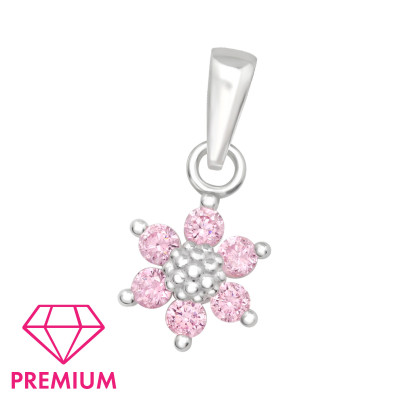 Children's Silver Flower Pendant with Cubic Zirconia