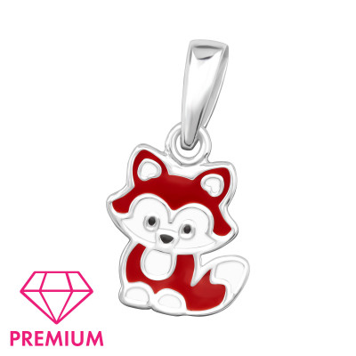 Fox Children's Sterling Silver Pendant with Epoxy