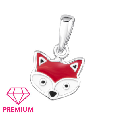 Fox Children's Sterling Silver Pendant with Epoxy