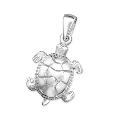 3D Turtle Children's Sterling Silver Pendant