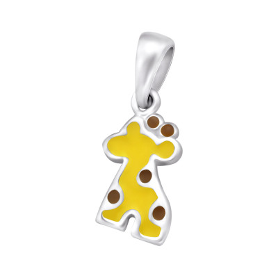 Children's Silver Giraffe Pendant with Epoxy