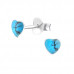 Children's Silver Heart Ear Studs with Imitation Stone