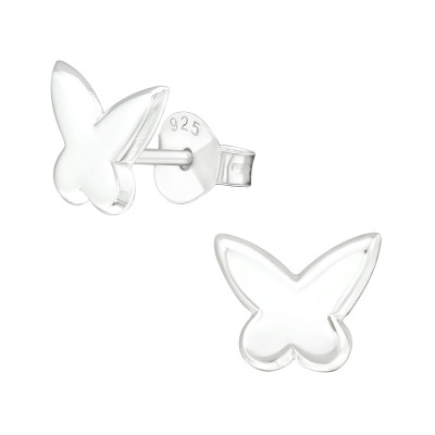 Children's Silver ฺButterfly Ear Studs