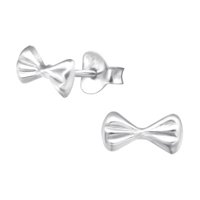 Children's Silver Bow Tie Ear Studs