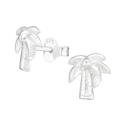 Children's Silver Coconut Tree Ear Studs