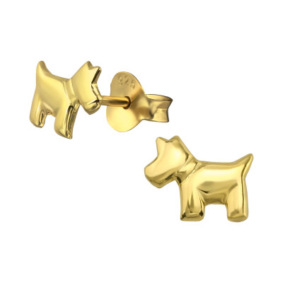 Children's Silver Dog Ear Studs