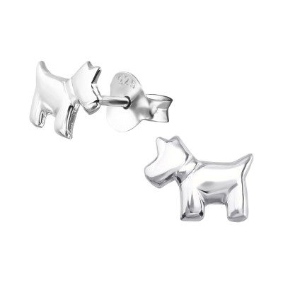 Children's Silver Dog Ear Studs