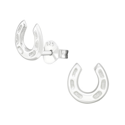 Children's Silver Horseshoe Ear Studs