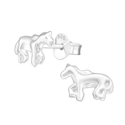 Children's Silver Horse Ear Studs