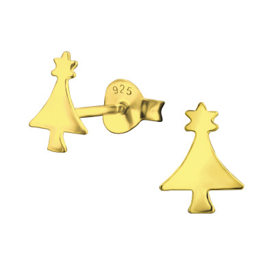 Christmas Tree Children's Sterling Silver Ear Studs