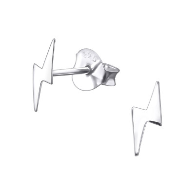 Silver Lightning Bolt Ear Studs