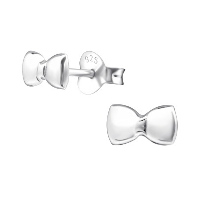 Children's Silver Bow Ear Studs