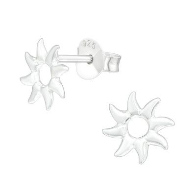 Children's Silver Sun Ear Studs