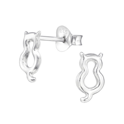 Children's Silver Cat Ear Studs