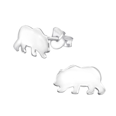 Silver Polar Bear Ear Studs