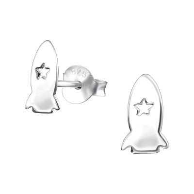 Children's Silver Rocket Ear Studs