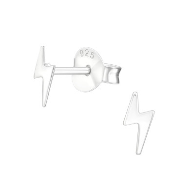 Children's Silver Lightning Bolt Ear Studs