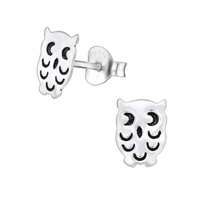 Children's Silver Owl Ear Studs