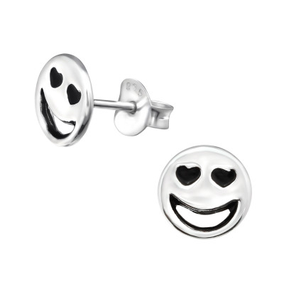 Children's Silver Love Face Ear Studs