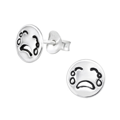 Crying Face Children's Sterling Silver Ear Studs