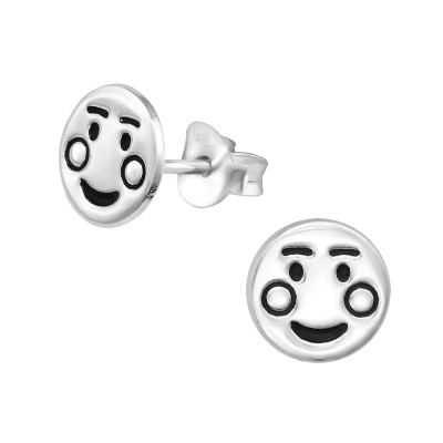 Smiley Face Children's Sterling Silver Ear Studs