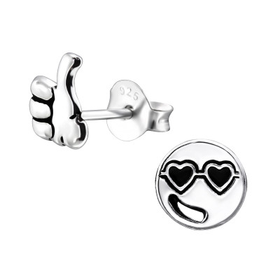Children's Silver Cool Guy Face Ear Studs