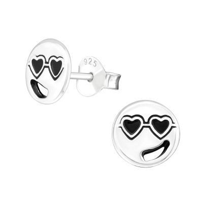 Children's Silver Love Face Ear Studs