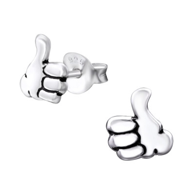 Children's Silver Thumbs Up Ear Studs