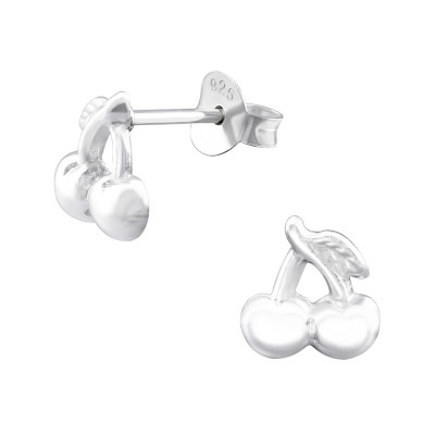 Children's Silver Cherry Ear Studs