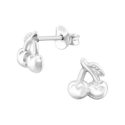 Children's Silver Cherry Ear Studs