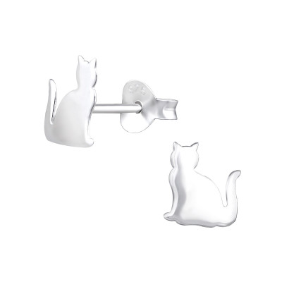 Children's Silver Cat Ear Studs