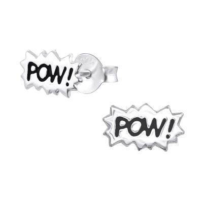 Children's Silver POW! Ear Studs