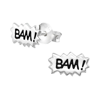 Children's Silver BAM! Ear Studs