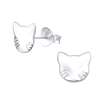 Children's Silver Cat Ear Studs