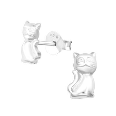 Children's Silver Cat Ear Studs