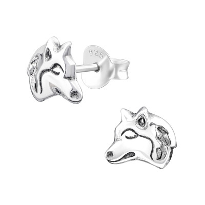 Children's Silver Wolf Ear Studs