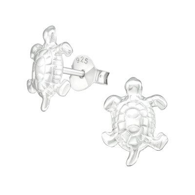 Children's Silver Turtle Ear Studs