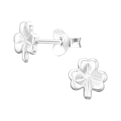 Children's Silver Clover Ear Studs